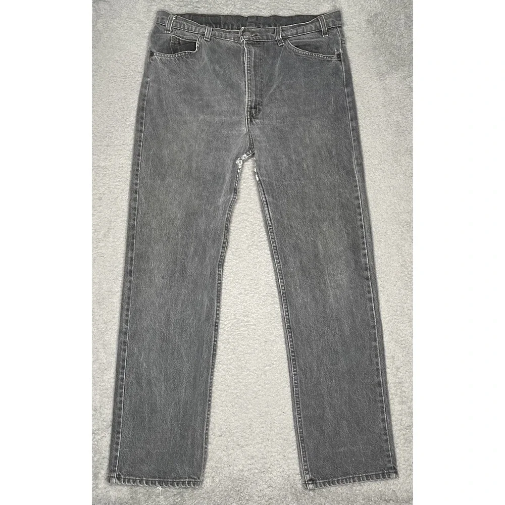 Vintage Levis 505 Jeans Mens 38x32 Black Denim Regular Fit Straight Leg USA Made